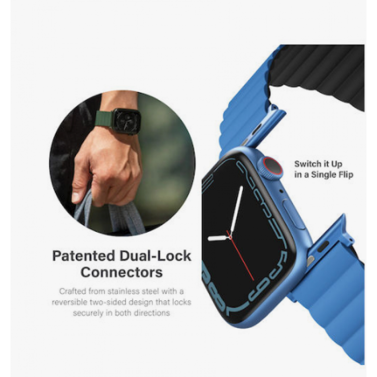 UNIQ Revix Reversible Μαγνητικό BAND Λουράκι για Apple Watch series 4/5/6/7/SE 44/45mm - STORM ΜΠΛΕ ΓΚΡΙ - UNIQ-49MM-REVSBLUCGRY